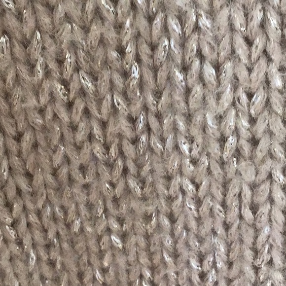 J.Jill XL Creamy Tan & Gold Detail Threaded Cowl Neck Sweater - Picture 4 of 8